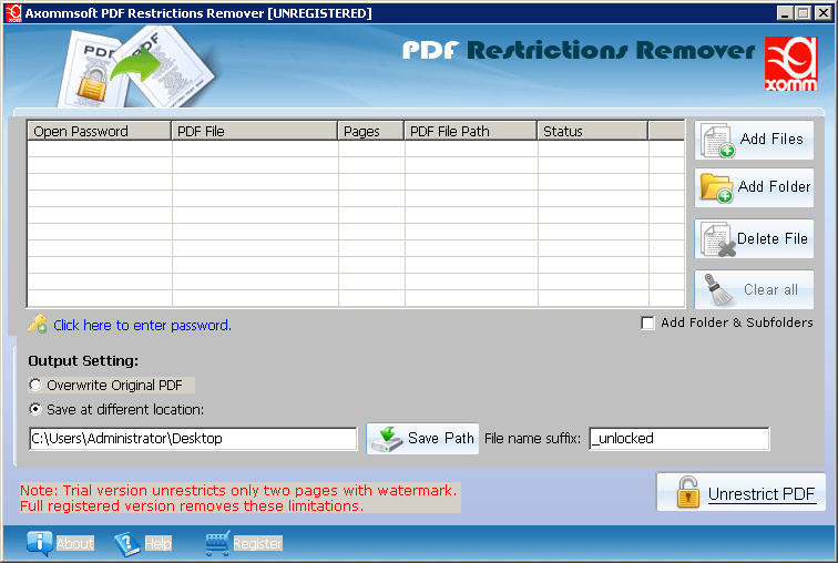 axommsoft pdf restrictions remover
